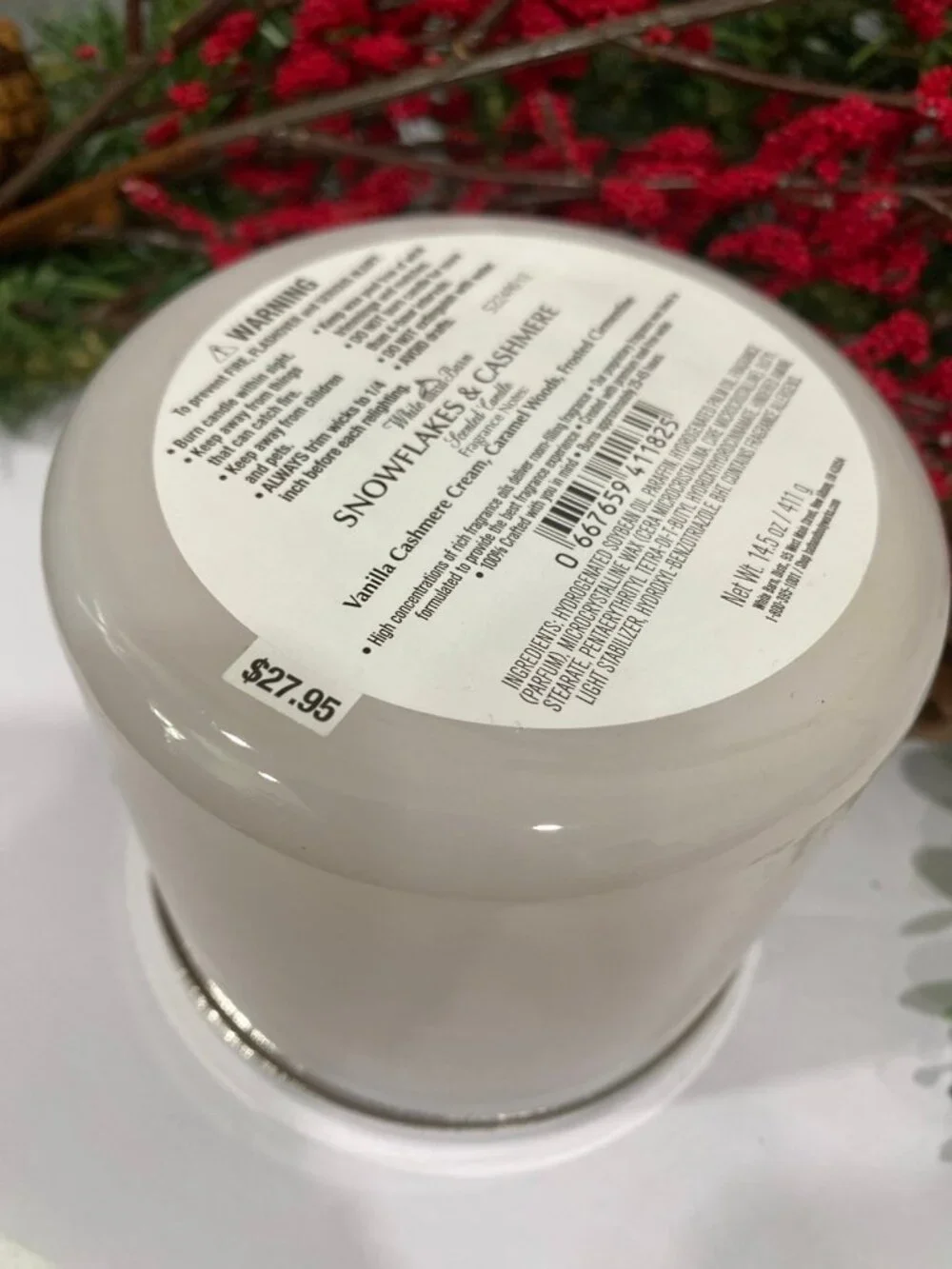 “Snowflakes & Cashmere” Bath & Body Works New 3 Wick Candle